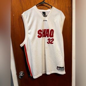 White and Red Shaq Basketball Jersey
